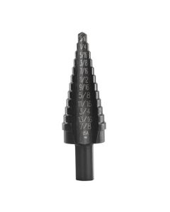 Step Drill Bit, 12 Hole, 3/16" to 7/8" by 1/16"