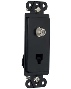 Pass & Seymour® Decorator Combination Telephone Jack and Cable TV Connector Decorator Combination, Black