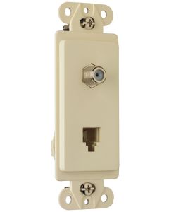Pass & Seymour® Decorator Combination Telephone Jack and Cable TV Connector Decorator Combination, Light Almond