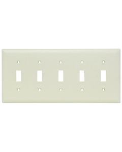 Pass & Seymour® 5-Gang Toggle Switch Opening, Light Almond
