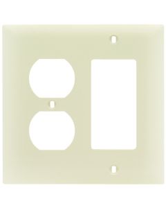 2-Gang Pass & Seymour® Combination Wall Plate, 1 Duplex Receptacle & 1 Decorator,Light Almond