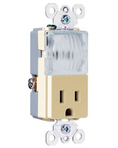 15A 125V TradeMaster® Combination Decorator Hallway Light & Single Receptacle, Ivory