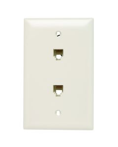 1-Gang Pass & Seymour® Two Modular Four Conductor RJ11 Telephone Jacks with Wall Plate, Light Almond
