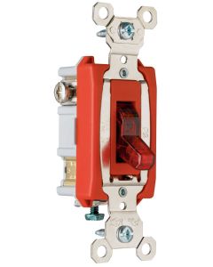 20A 120/277V Pass & Seymour® Industrial Extra Heavy-Duty Specification Grade Switch, Lighted When On, Back & Side Wire, Red