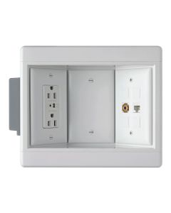 3 Gang CAT5e and F-Connector Legrand Pass & Seymour® Recessed TV Box Kit, White