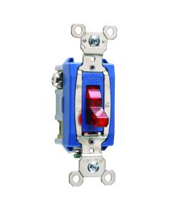 15A 120/277V Pass & Seymour®  Industrial Extra Heavy-Duty Specification Grade Switch, Lighted When On, Back & Side Wire, Red