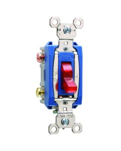 15A 120/277V Pass & Seymour® Industrial Extra Heavy-Duty Specification Grade Switch, Lighted When On, Back & Side Wire, Red