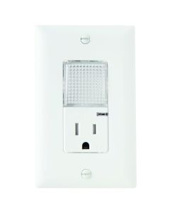 15A 125V Pass & Seymour® TradeMaster Decorator Night Light w/ Tamper-Resistant Single Outlet, White