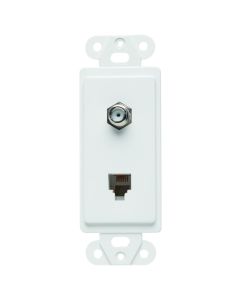 Pass & Seymour® Combination F Type Coaxial Connector and Four Conductor RJ11 Telephone Jack, White