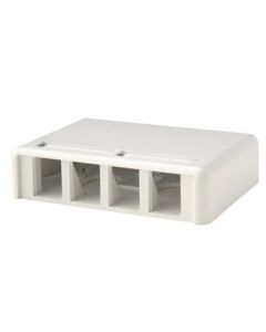 4 Port Legrand Ortronics® TracJack Plastic Surface Mount Box, Cloud White