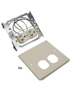 Wiremold® 4047 2-Gang Cover One Duplex Receptacle Installed, Ivory