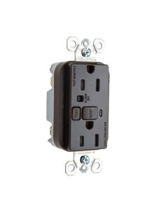 15A 125V Pass & Seymour® TradeMaster® Audible Alarm Tamper-Resistant GFCI Receptacle, Brown