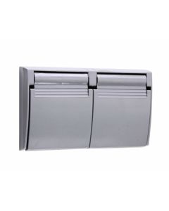 Cover Duplex Weatherproof Receptacle Horizontal 1g flip lids self close Gray