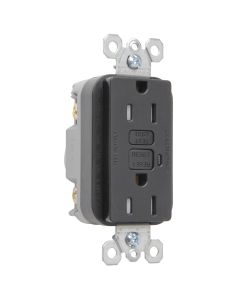 Tamper Resistant 15 Amp GFCI Receptacle, Black