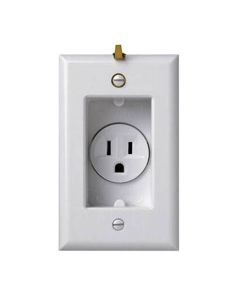 15A 125V Pass & Seymour® Clock Hanger Receptacle, Recessed with Smooth Wall Plate, White