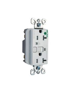 20A 125V  Pass & Seymour® Hospital Grade Audible Alarm Tamper-Resistant GFCI Receptacle, White