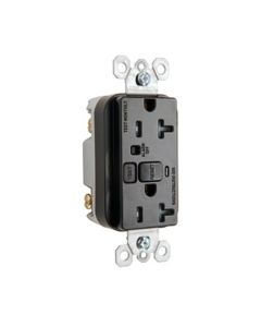 20A 125V Pass & Seymour® Spec Grade Audible Alarm Tamper-Resistant Duplex GFCI, Black