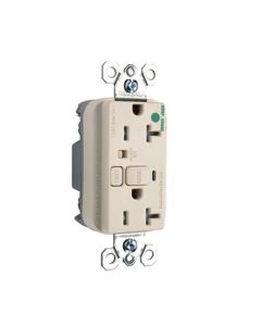 20A 125V Pass & Seymour® Hospital Grade Audible Alarm Tamper-Resistant GFCI Receptacle, Light Almond