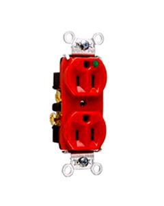 15A 125V Pass & Seymour® Heavy-Duty Hospital Grade Compact Design Duplex Receptacle, Red