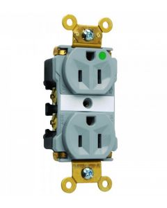 15A 125V Pass & Seymour® Extra Heavy-Duty Hospital Grade Duplex Receptacle, Gray