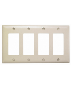 Decorator Wallplate, Four Gang, Light Almond