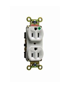 15A 125V Pass & Seymour® Heavy-Duty Hospital Grade Compact Design Duplex Receptacle, White