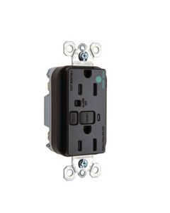 15A 125V Pass & Seymour® Hospital Grade Audible Alarm Tamper-Resistant GFCI Receptacle, Brown