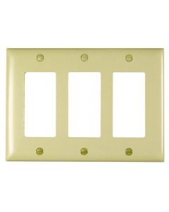 Decorator Wallplate, Three Gang, Light Almond