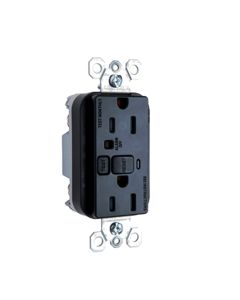 15A 125V Pass & Seymour® Audible Alarm Tamper-Resistant GFCI Receptacle, Black