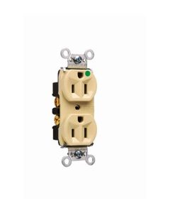 15A 125V Pass & Seymour® Heavy-Duty Hospital Grade Compact Design Receptacle, Ivory