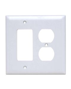 Pass & Seymour® 2-Gang Combination Openings, 1 Duplex Receptacle & 1 Decorator, White