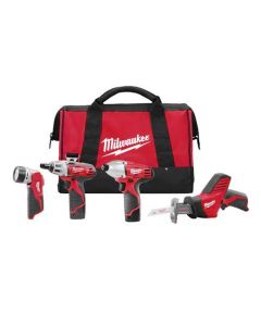 Milwaukee M12™ Cordless LITHIUM-ION 4 Tool Combo Kit