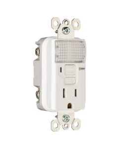15A 125V Pass & Seymour® LED Nightlight/GFCI Receptacle, White