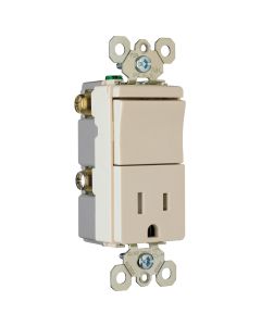 15Amp 120/125V Legrand® Pass & Seymour® TradeMaster Decorator Combination Switch, Light Almond