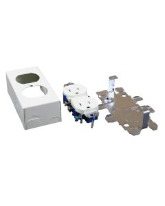 2x4-1/8x1-3/8" 15Amp 125V NEMA 5-15R Legrand Wiremold® 500/700 Duplex Grounding Receptacle & Box Fitting, Ivory