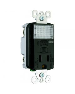15A 125V Pass & Seymour® Signature™ Decorator Combination Nightlight/GFCI Receptacle, Black