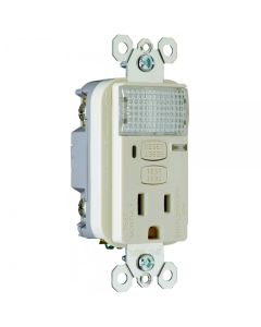 15A 125V Pass & Seymour® Signature™ Decorator Combination Nightlight/GFCI Receptacle, Light Almond
