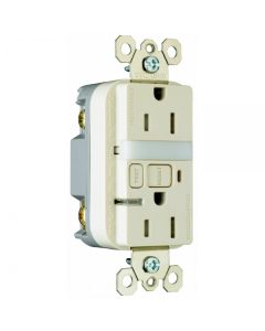 15A 125V Pass & Seymour® Decorator Combination Tamper-Resistant Nightlight/GFCI, Light Almond