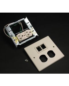 Wiremold® 4047 Two-Gang Cover One Duplex Receptacle Installed TrakJack Mini Adapter, Ivory