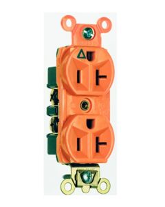 15A 125V Pass & Seymour® Isolated Ground Duplex Receptacle, Orange