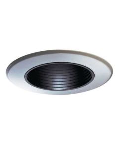 3-3/4" Lytecaster  Aperture Residence MR16 & ES/ESD16 Reflector Trim, Black Step Baffle and White Flange