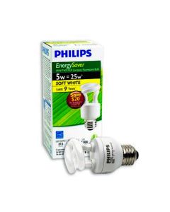 5W 120V 2700K Philips Miniature Twist Compact Fluorescent Lamp, White