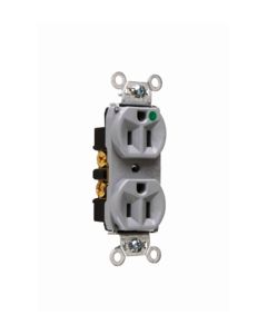 15Amp 125V Pass & Seymour® Heavy-Duty Hospital Grade Compact Design Duplex Receptacle, Gray