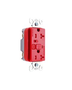 20Amp 125V Pass & Seymour® Specification Grade Audible Alarm Tamper-Resistant Duplex GFCI, Red