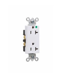 20Amp 125V Pass & Seymour® Heavy-Duty Decorator Hospital Grade Receptacles, Back & Side Wire, White