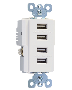 4.2Amp 125V Quad USB Charger, White