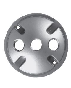 Three 1/2" Openings Keene Round Cover for 4" Boxes, Aluminum