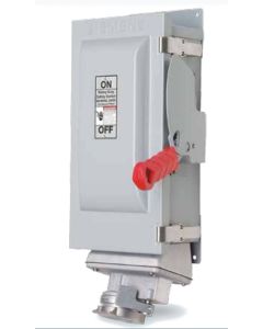 30Amp 600V 3-Pole 3-Wire Siemens Heavy Duty Safety Switch with Crouse-Hinds Interlocked Receptacle, Fusible, Type 4X