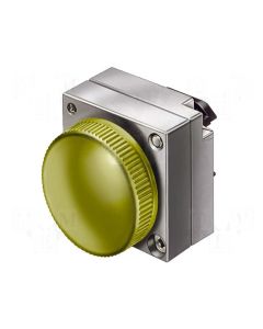 22mm Siemens Indicator Light Pilot Smooth Metallic Round Lens, Yellow