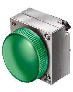 22mm Siemens Indicator Light Pilot Smooth Metallic Round Lens, Green